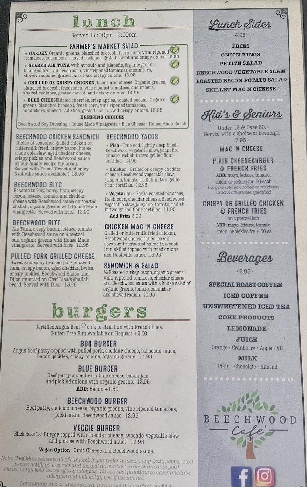 Beechwood Cafe Menu image 1